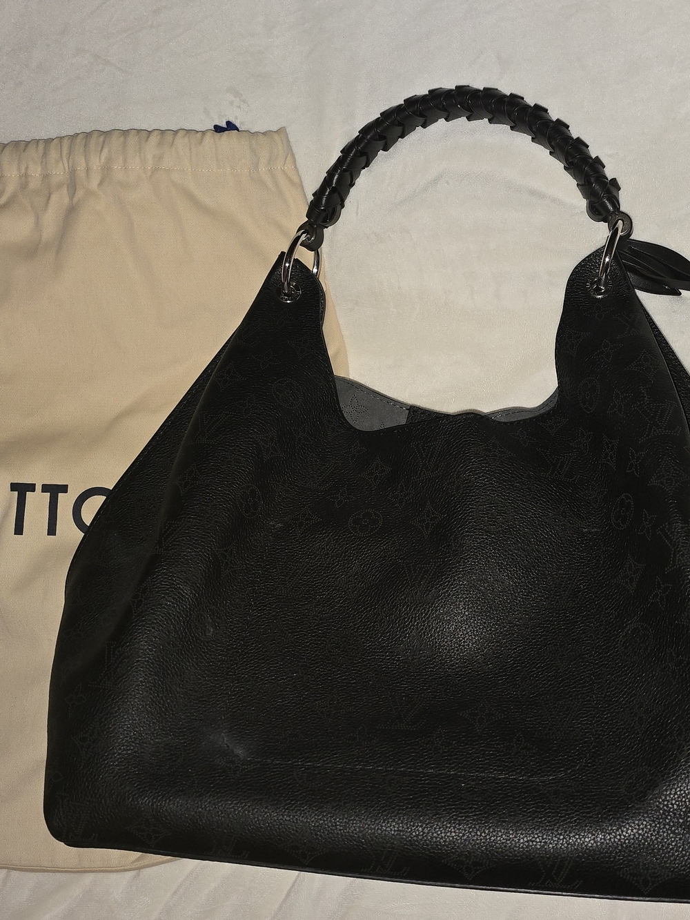 Louis Vuitton Black Braided-Handle Hobo Bag